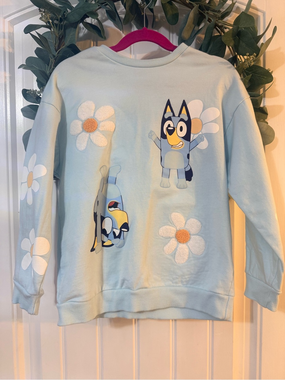 🌿2/$25 • Character Bluey Embroidered Floral Crewneck Sweatshirt